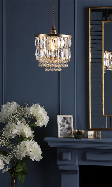 (image for) Laura Ashley Rhosill Easy Fit Pendant Crystal and Antique Brass